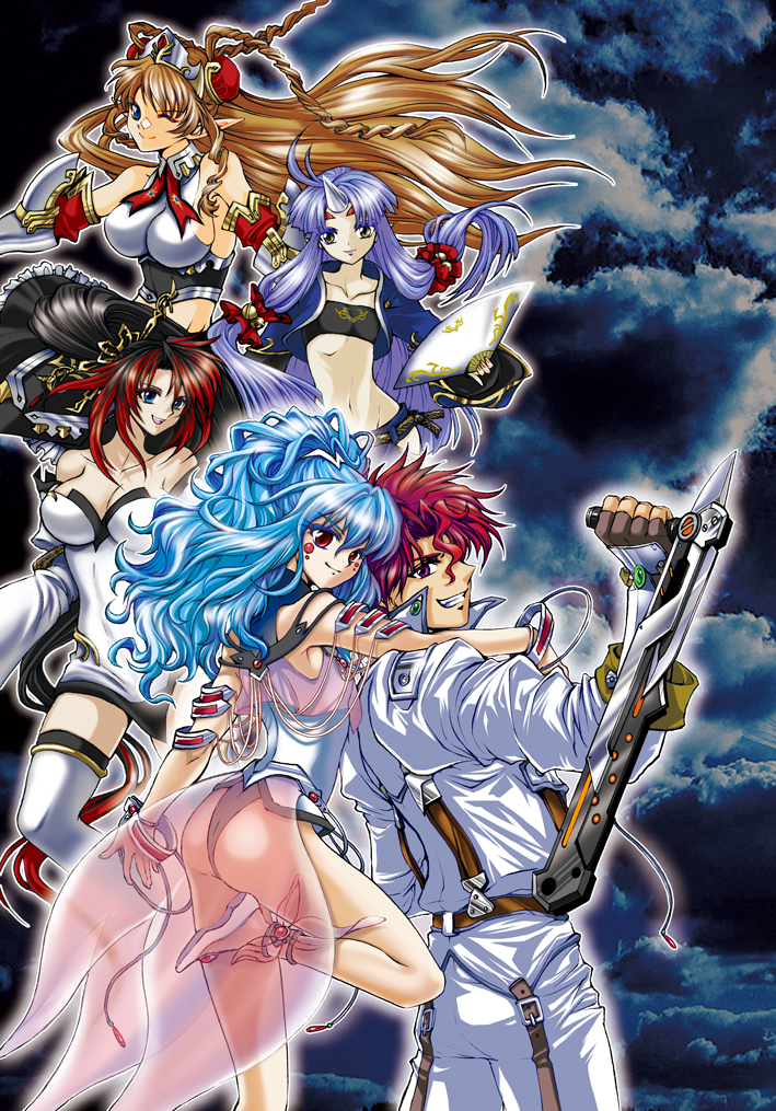 nanbu kaguya, suzuka hime, alfimi, neige hausen, and axel almer (super robot wars and 2 more) drawn by paul_t