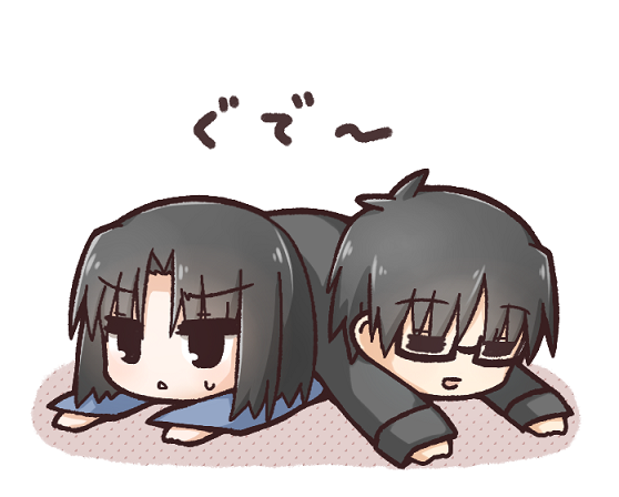 ryougi shiki and kokutou mikiya (kara no kyoukai) drawn by ohitashi_netsurou