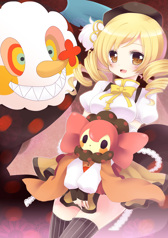 tomoe mami and charlotte (mahou shoujo madoka magica) drawn by moorina