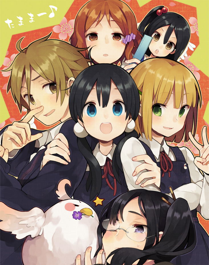 kitashirakawa tamako, ooji mochizou, kitashirakawa anko, dera mochimazzui, tokiwa midori, and 2 more (tamako market) drawn by hiyo_kiki