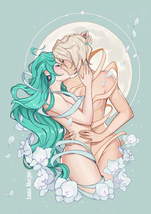 ten'ou haruka and kaiou michiru (bishoujo senshi sailor moon) drawn by anna_marine