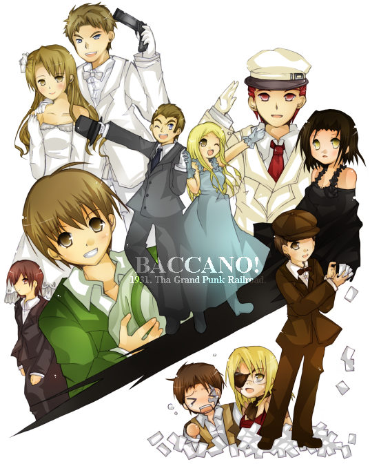 chane laforet, claire stanfield, firo prochainezo, miria harvent, ennis, and 5 more (baccano!)
