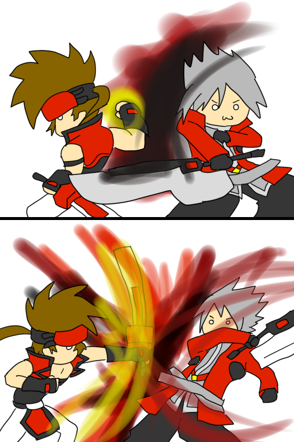 ragna the bloodedge and sol badguy (guilty gear and 2 more) drawn by hatsune_negame
