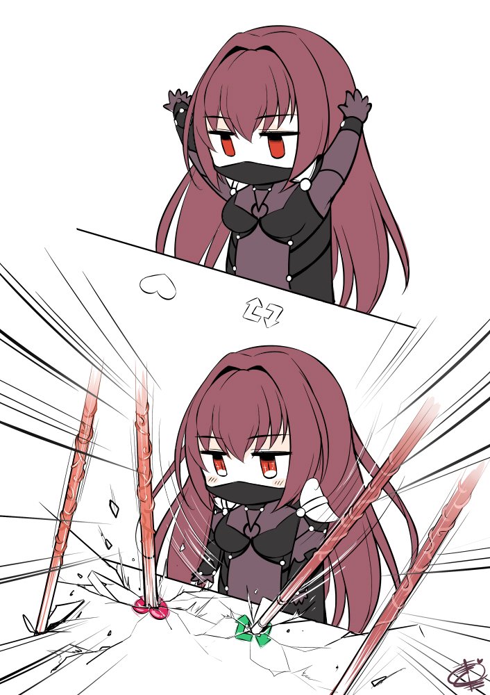 scathach (fate and 2 more) drawn by okitakung