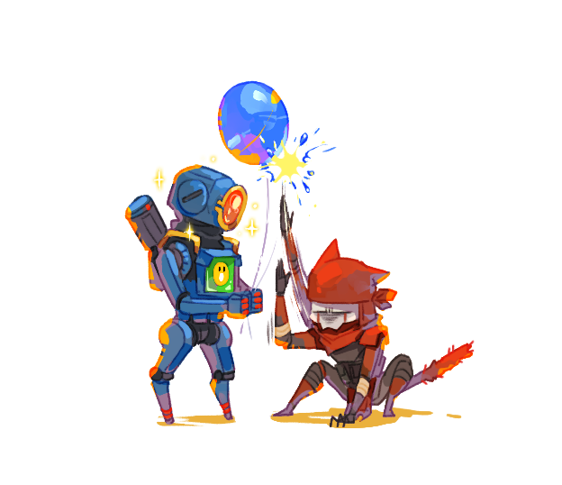 revenant, pathfinder, and classic revenant (apex legends) drawn by seafoodbf