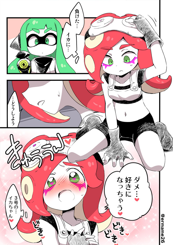inkling player character, inkling girl, agent 3, and takozonesu (splatoon and 1 more) drawn by eromame