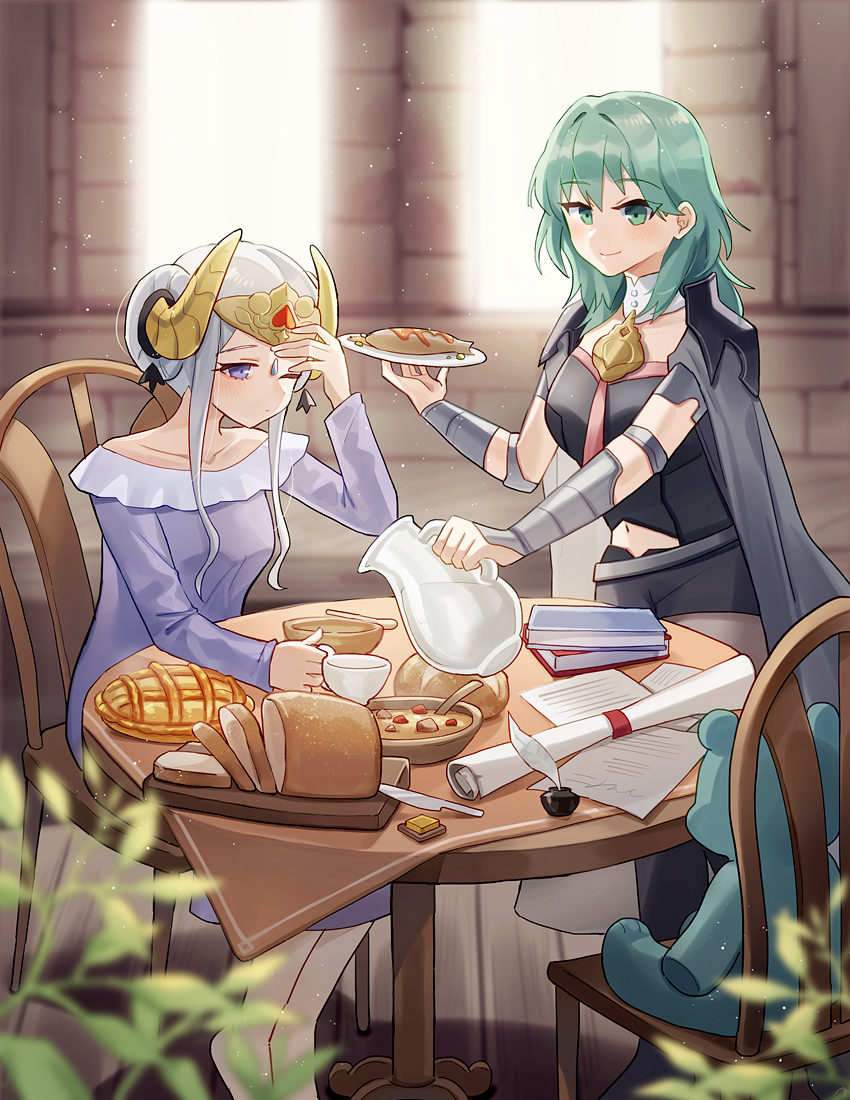 edelgard von hresvelg and female byleth (fire emblem and 1 more) drawn by qi'e_(penguin)