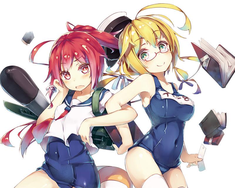 i-8 and i-168 (kantai collection) drawn by syobonne