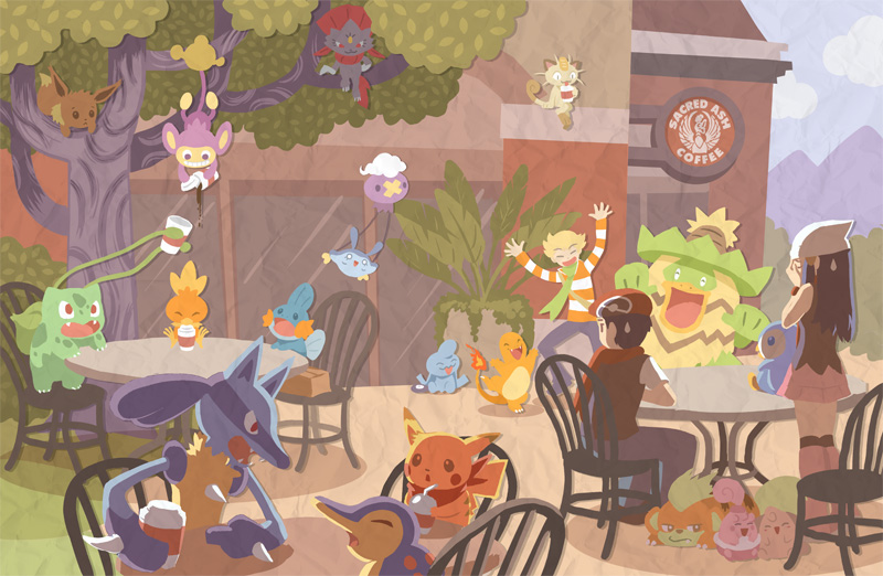 pikachu, dawn, eevee, piplup, lucario, and 17 more (pokemon and 3 more) drawn by efrain_farias and hans_tseng