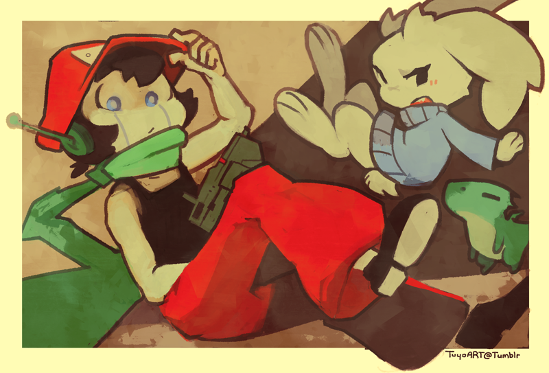 quote, mimiga, and sakamoto sue (doukutsu monogatari) drawn by temmie_chang