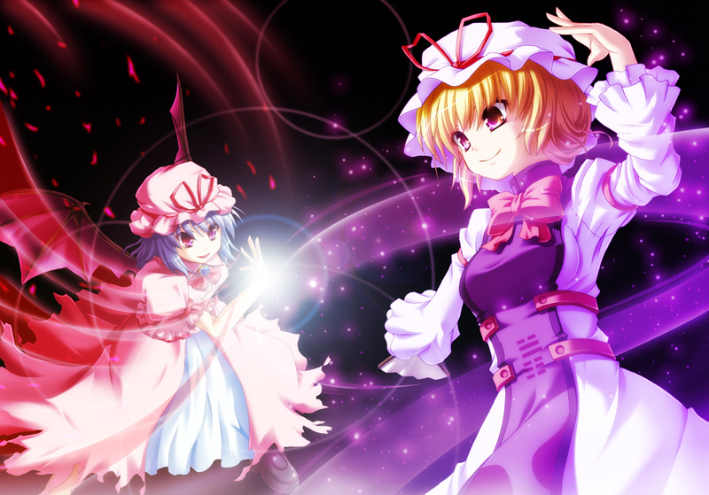 remilia scarlet and yakumo yukari (touhou) drawn by akashio_(loli_ace)