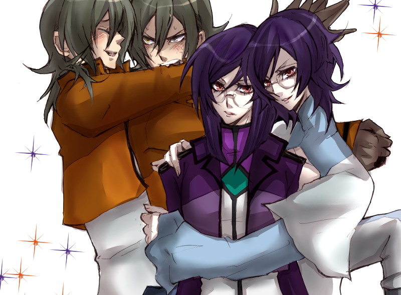 tieria erde, allelujah haptism, hallelujah haptism, and regene regetta (gundam and 1 more) drawn by yoshino_kichiko