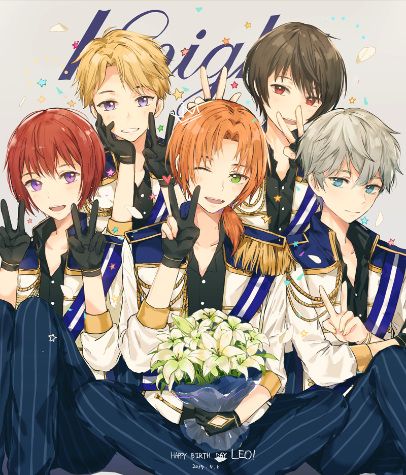 sakuma ritsu, tsukinaga leo, sena izumi, suou tsukasa, and narukami arashi (ensemble stars!) drawn by dangmill