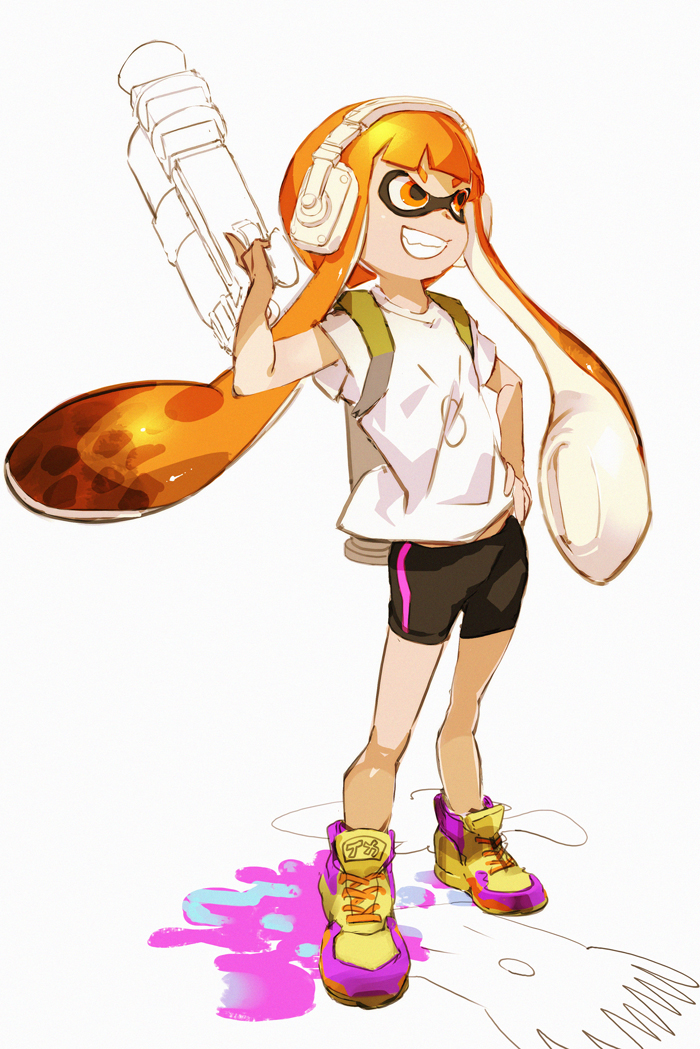 inkling player character, inkling girl, and kaori (splatoon and 1 more) drawn by so-bin