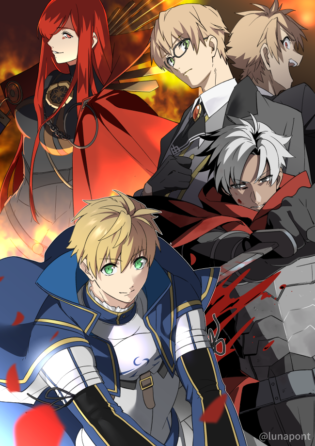 oda nobunaga, emiya kiritsugu, arthur pendragon, jekyll and hyde, henry jekyll, and 1 more (fate and 1 more) drawn by lunapont