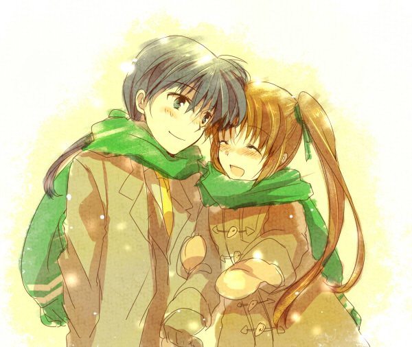 takamachi nanoha and chrono harlaown (triangle heart and 1 more) drawn by takana_(nanao)