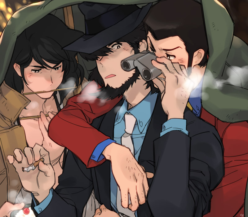 arsene lupin iii, jigen daisuke, and ishikawa goemon xiii (lupin iii) drawn by toujou_sakana