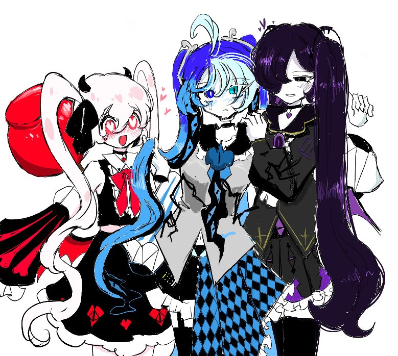 hatsune miku, shadow milk cookie, candy apple cookie, and black sapphire cookie (vocaloid and 2 more) drawn by nikasandayooo