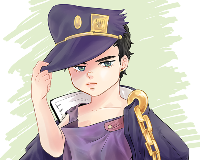 kujo jotaro (jojo no kimyou na bouken and 1 more) drawn by pencil_(haen2)