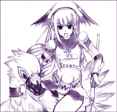 knight and peco peco (ragnarok online) drawn by oohira_sunset