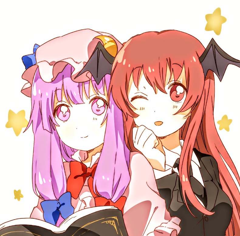 patchouli knowledge and koakuma (touhou) drawn by sasaki_sakiko