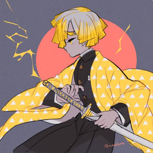 agatsuma zenitsu (kimetsu no yaiba) drawn by l_hakase