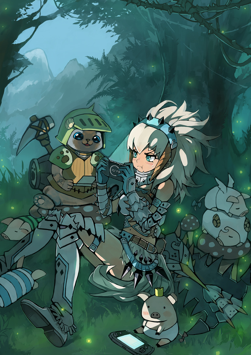 monster hunter and poogie (monster hunter) drawn by zhuxiao517