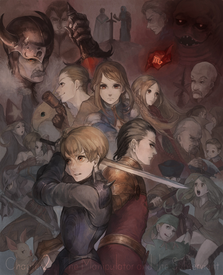 agrias oaks, ramza beoulve, monk, geomancer, ovelia atkascha, and 11 more (final fantasy and 1 more) drawn by pr_(puru)