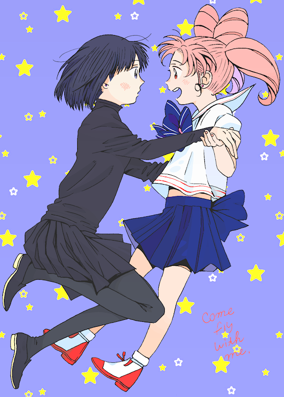 chibi usa and tomoe hotaru (bishoujo senshi sailor moon) drawn by rarariot