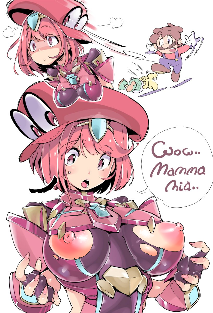 pyra, mario, and koopa troopa (mario and 3 more) drawn by chris_(mario)
