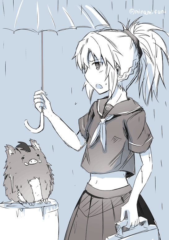 mordred and boar piglet (fate and 2 more) drawn by minafuni