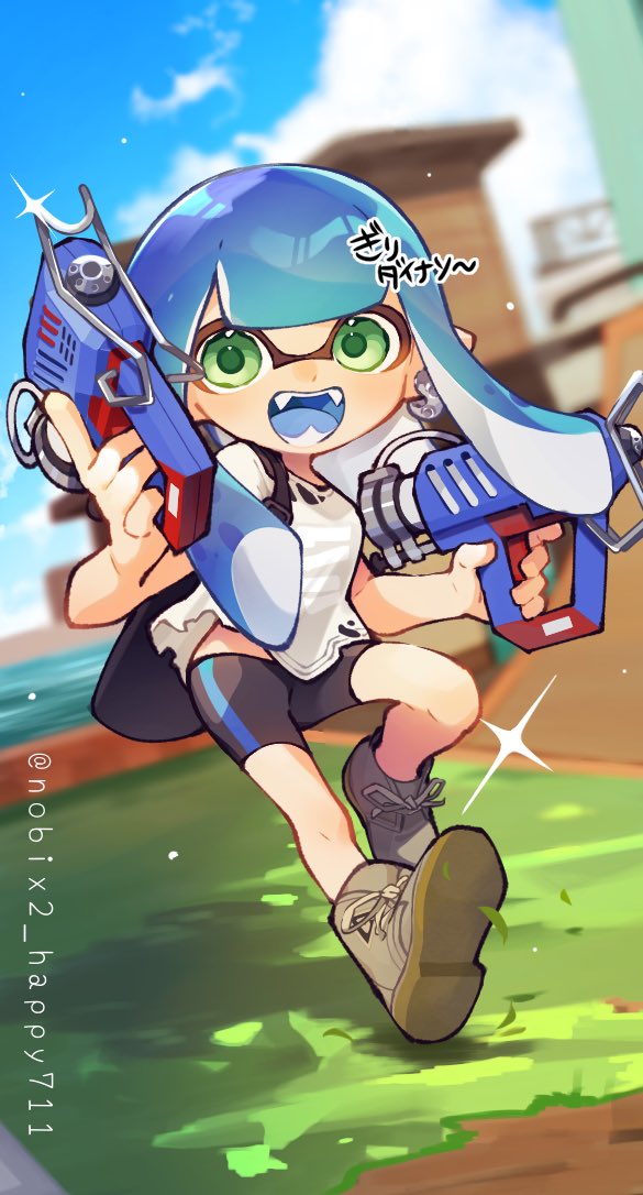inkling player character and inkling girl (splatoon and 1 more) drawn by nobix2_happy711