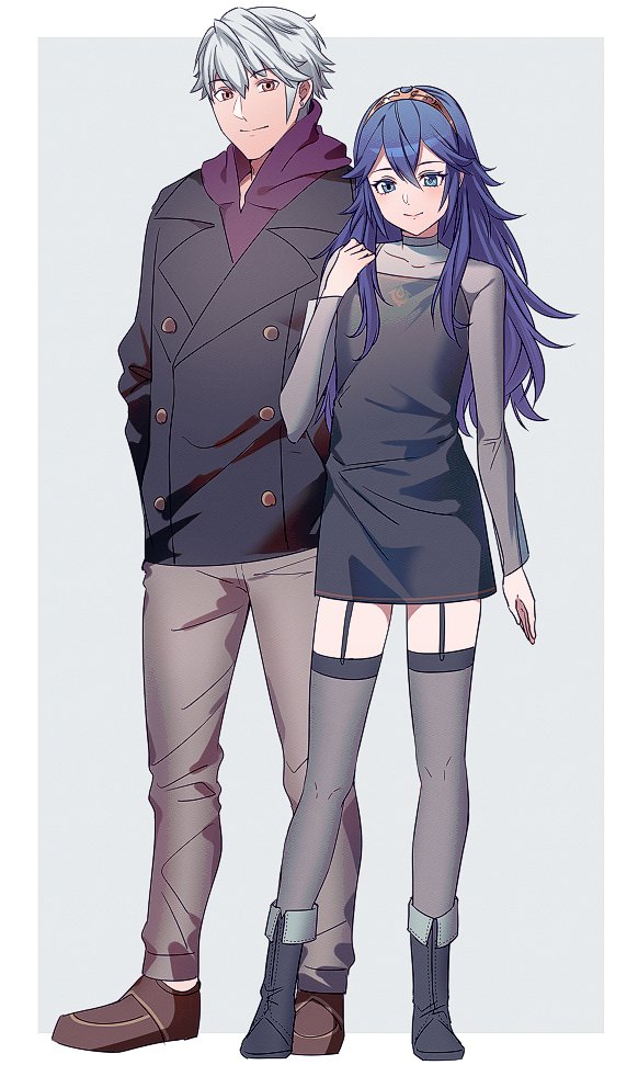lucina and male robin (fire emblem and 1 more) drawn by ameno_(a_meno0)