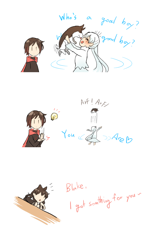 ruby rose, weiss schnee, blake belladonna, and zwei (rwby) drawn by kuma_(bloodycolor)