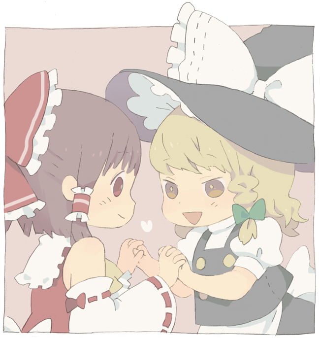 hakurei reimu and kirisame marisa (touhou) drawn by keyaki_(mora_ll)