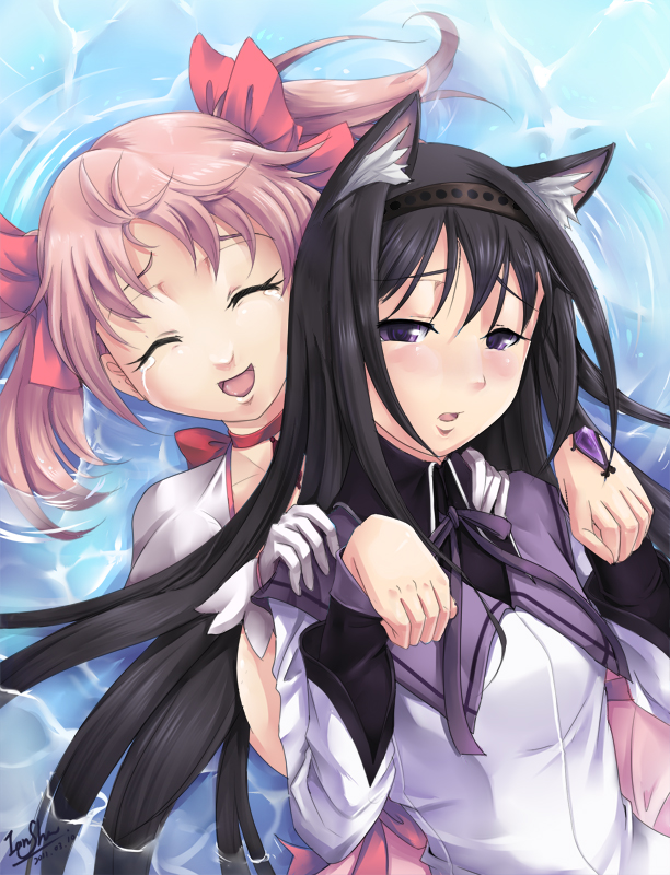 akemi homura and kaname madoka (mahou shoujo madoka magica) drawn by ian_shen