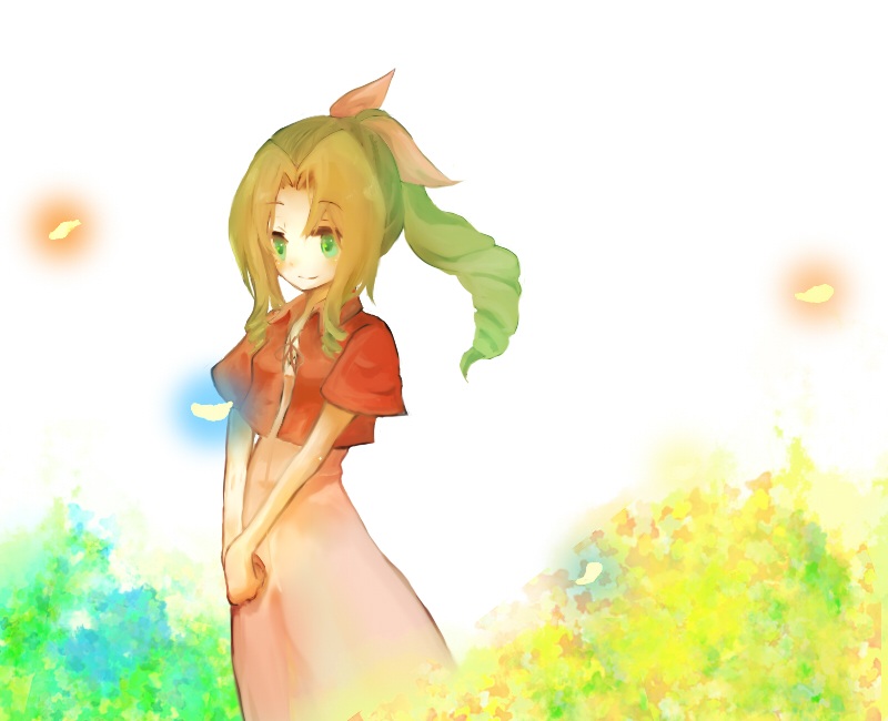 aerith gainsborough (final fantasy and 1 more) drawn by akamekusa
