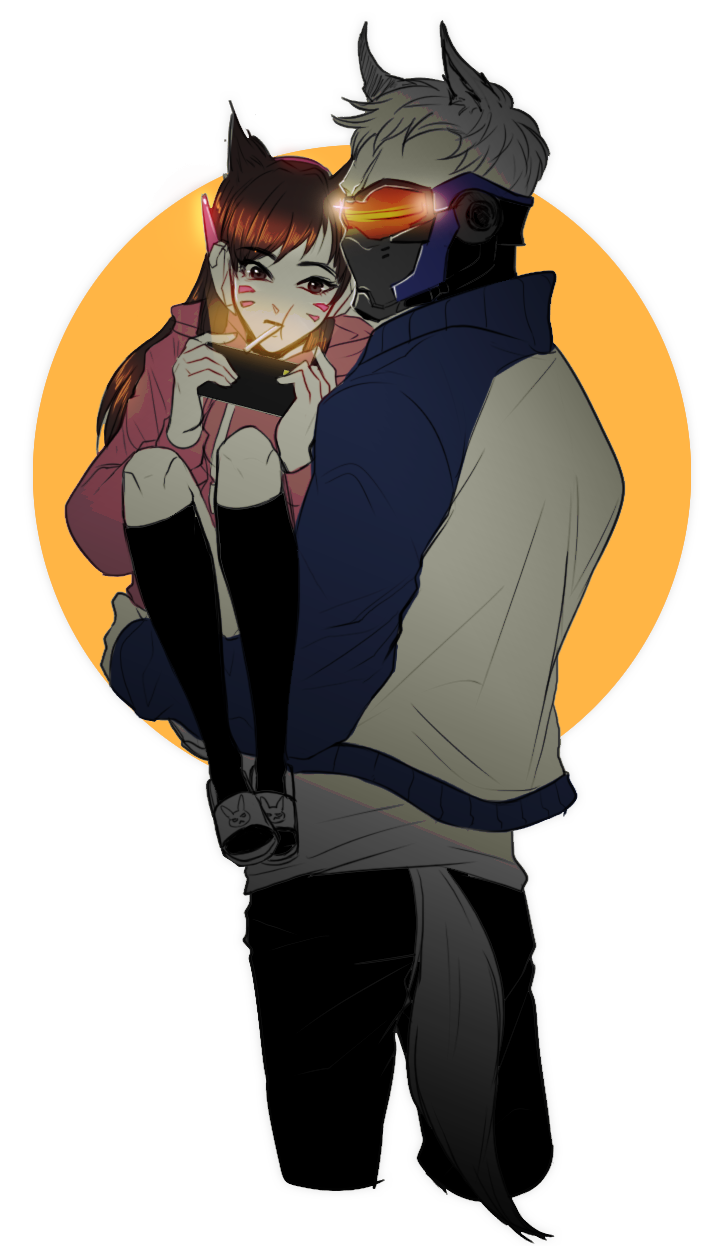 d.va and soldier: 76 (overwatch and 1 more) drawn by wooruck1004