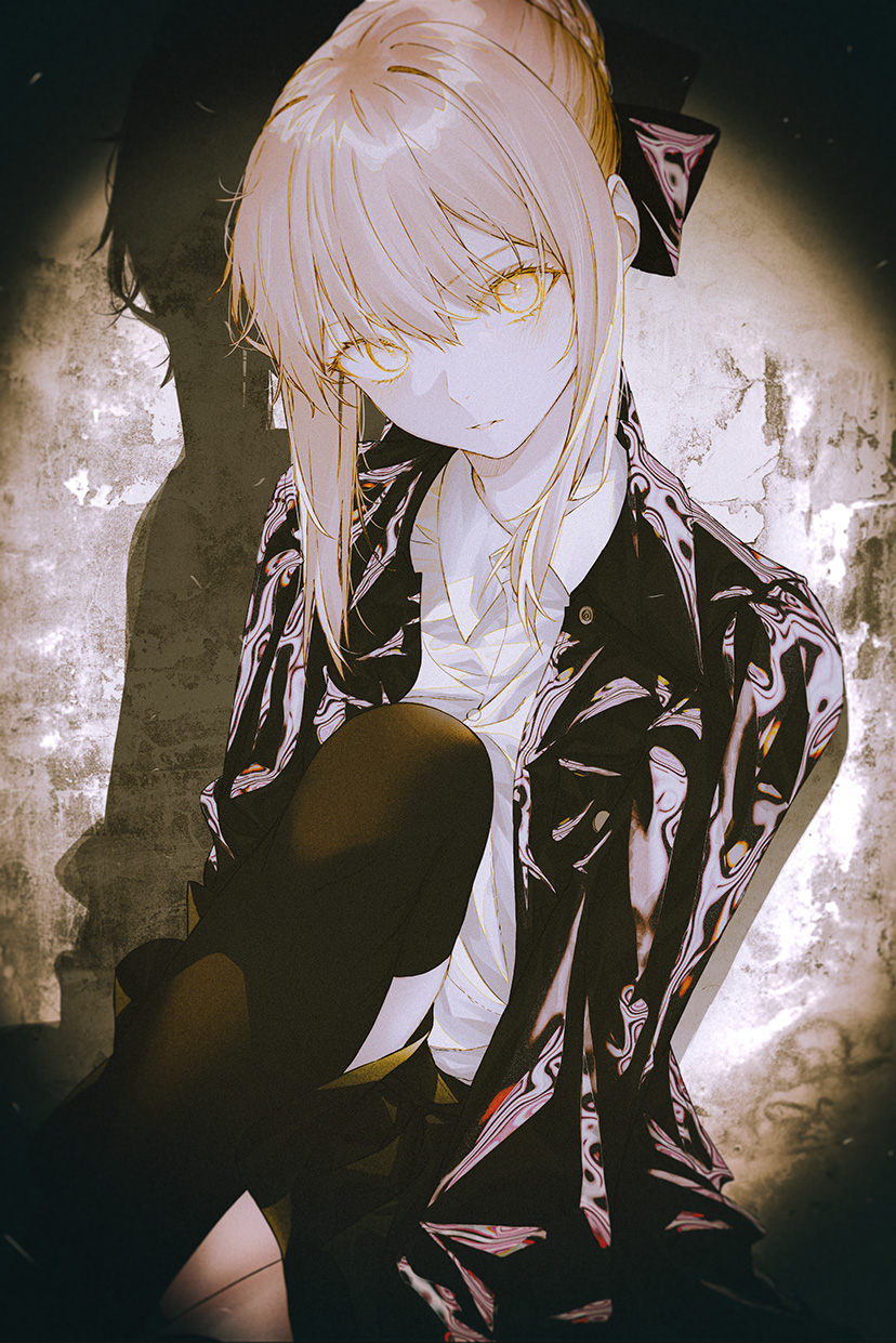 artoria pendragon and saber alter (fate and 1 more) drawn by fov_ps