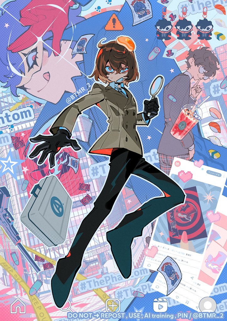 amamiya ren and akechi gorou (persona and 1 more) drawn by btmr_game