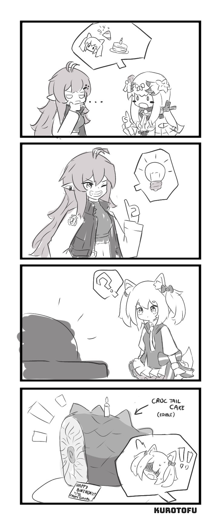 gavial, sora, and bibeak (arknights) drawn by kurotofu