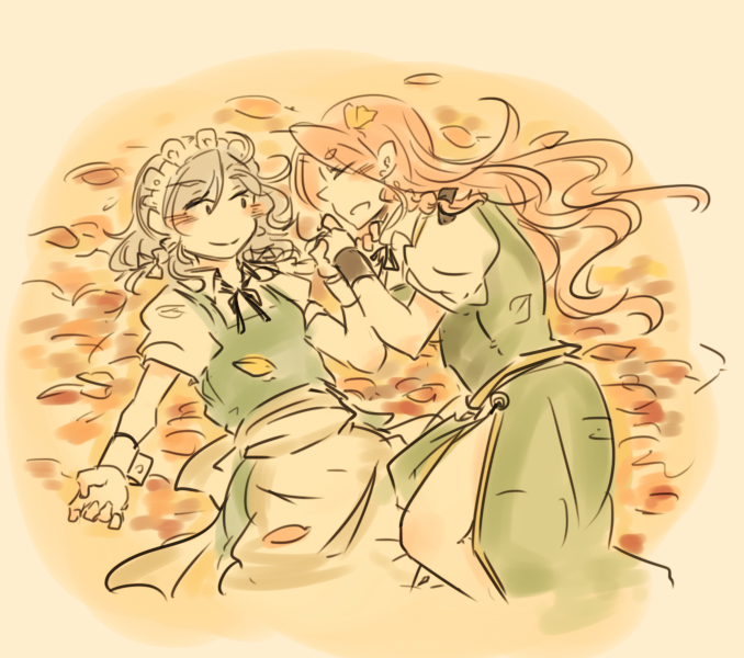 izayoi sakuya and hong meiling (touhou) drawn by ponke
