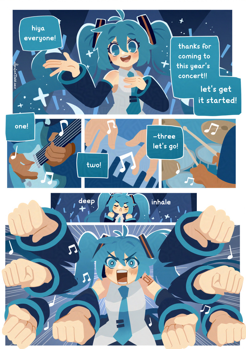 hatsune miku (vocaloid and 2 more) drawn by projecttiger