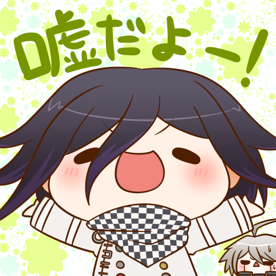oma kokichi and k1-b0 (danganronpa and 1 more) drawn by yumaru_(marumarumaru)