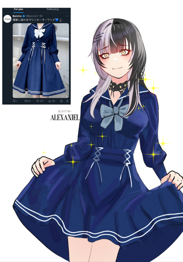 shiori novella (hololive and 1 more) drawn by alexaniel