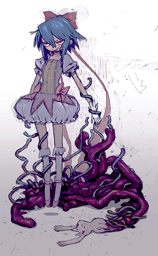 kaname madoka, kyubey, and kagano ai (mahou shoujo madoka magica and 1 more) drawn by umezawa_michiko