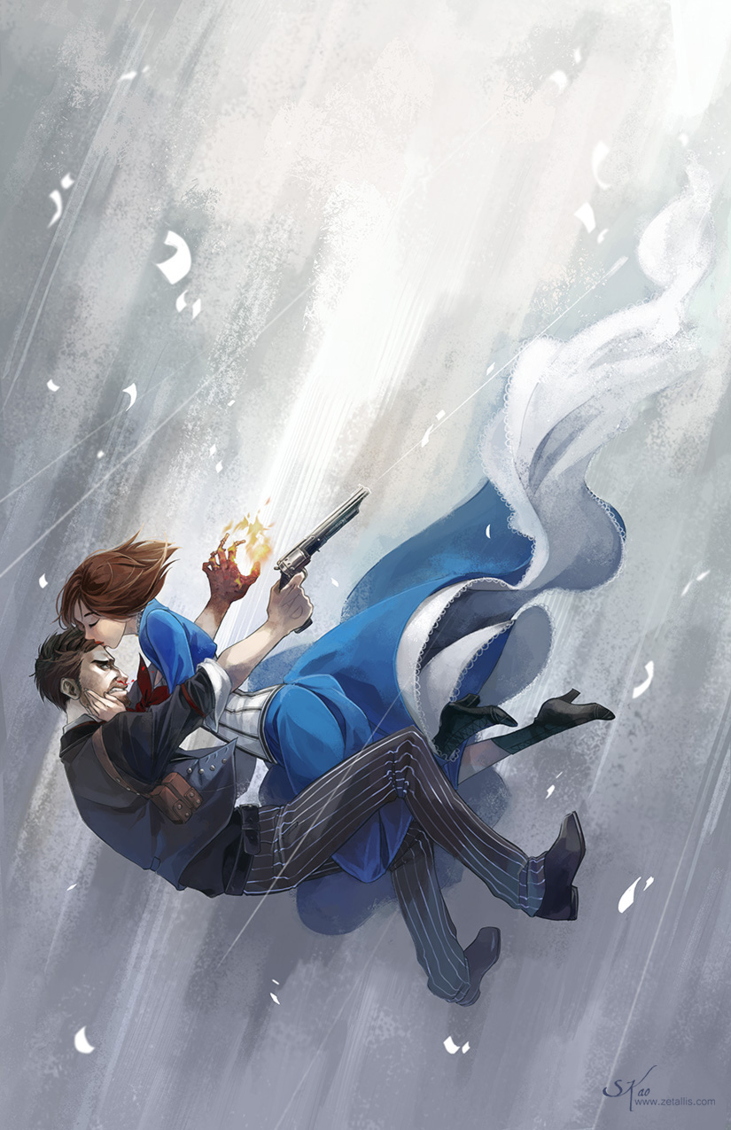 elizabeth and booker dewitt (bioshock and 1 more) drawn by zetallis