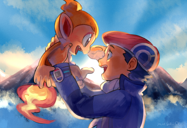 lucas and chimchar (pokemon and 2 more) drawn by skyloop19
