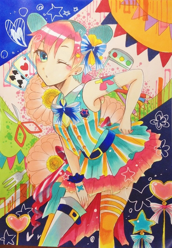 kujo jolyne (jojo no kimyou na bouken and 1 more) drawn by kaimu_(meikodaisuki)