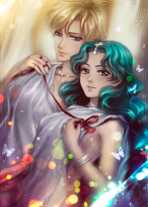 ten'ou haruka and kaiou michiru (bishoujo senshi sailor moon) drawn by kay-i